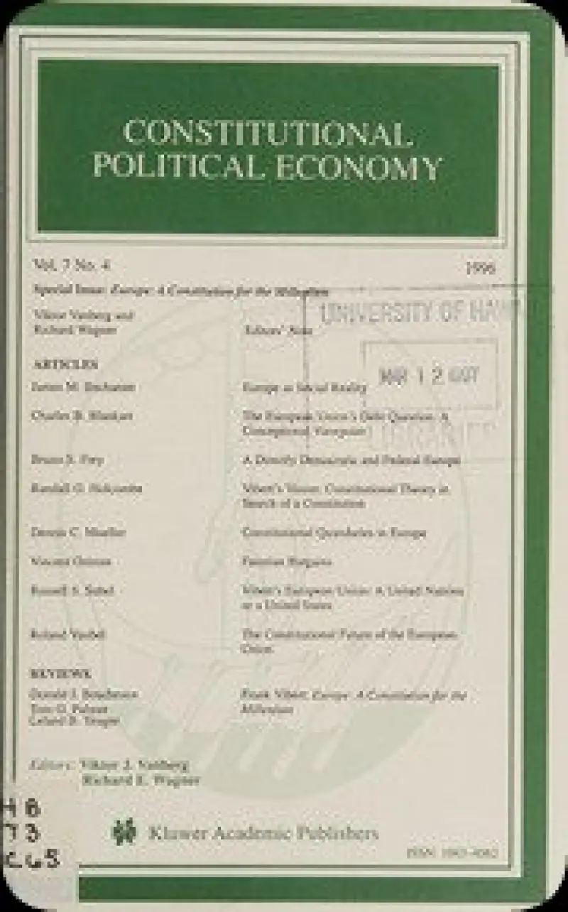 اقتصاد سیاسی قانون اساسی ۱۹۹۶: جلد ۷  شماره ۴  جلد ۷  شماره ۴  ۱۹۹۶